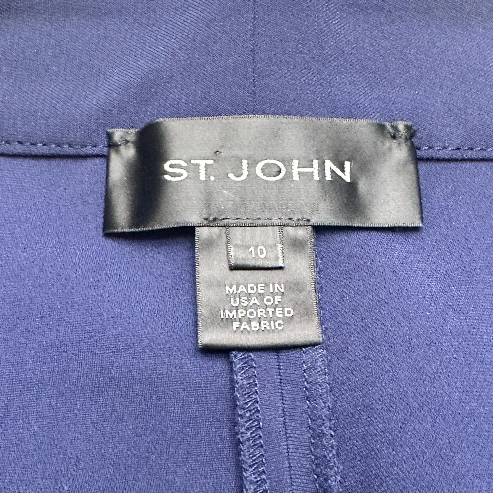 St. John Navy Crepe Wide-Leg Trousers | Made in USA | Size 10 - Picture 4 of 6